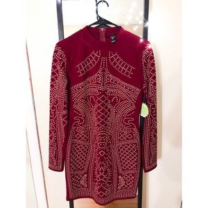 Windsor Red/Maroon Studded/Embellished Dress